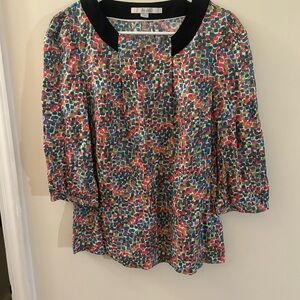 Boden Multicolor Blouse with Black Collar